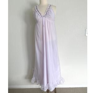 Vintage Olga Lingerie Nylon/Lace Trim Lavender Full Slip Nightgown Sz 14 Narrow